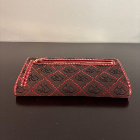 Dooney & Bourke Gretta Black & Red Signature Continental Checkbook Wallet - Picture 5 of 9